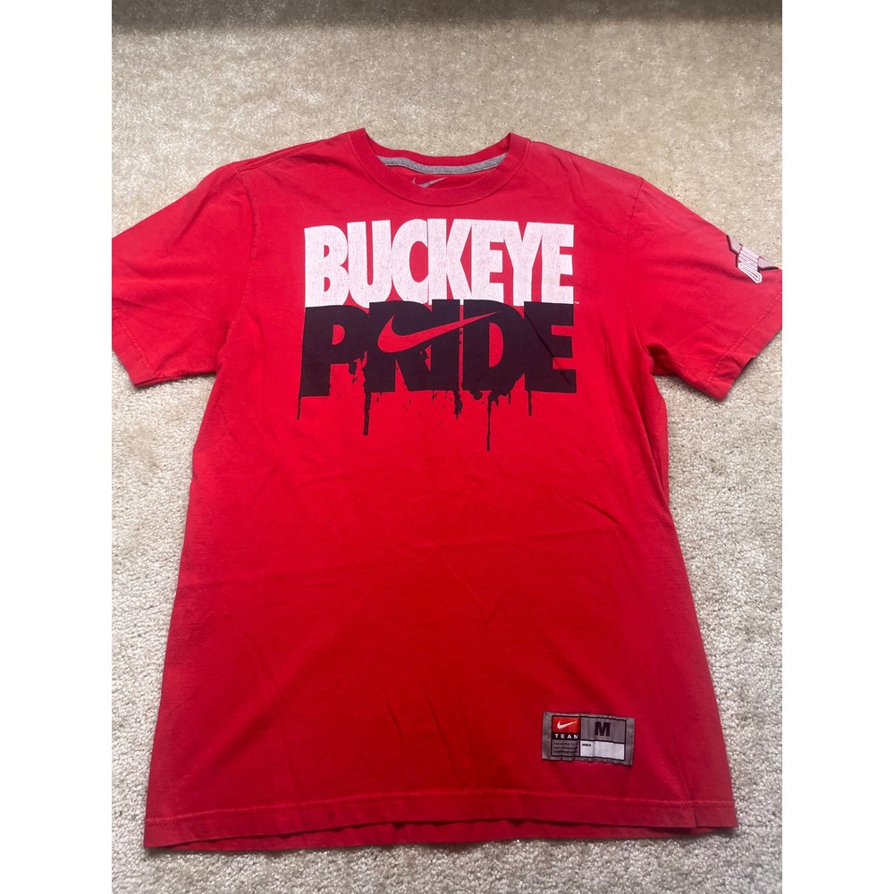 Nike Ohio State Buckeyes Buckeye Pride T-Shirt Mens Medium Red Graphic Tee OSU